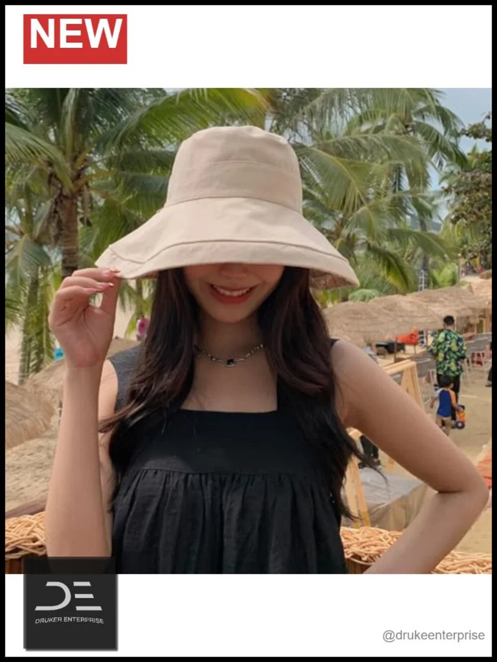 Wide Brim Wired Edge Sun Hat Reversible Foldable UV Protection Bucket Hat